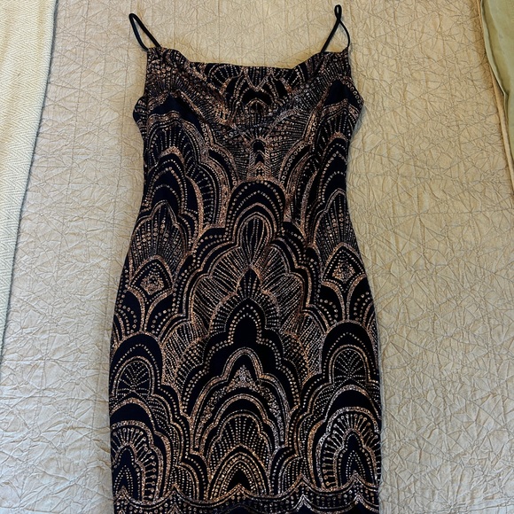 Navy and Rose gold mini dress - Picture 1 of 1